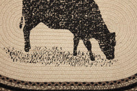 Thumbnail for Sawyer Mill Charcoal Cow Jute Braided Rug Oval 20