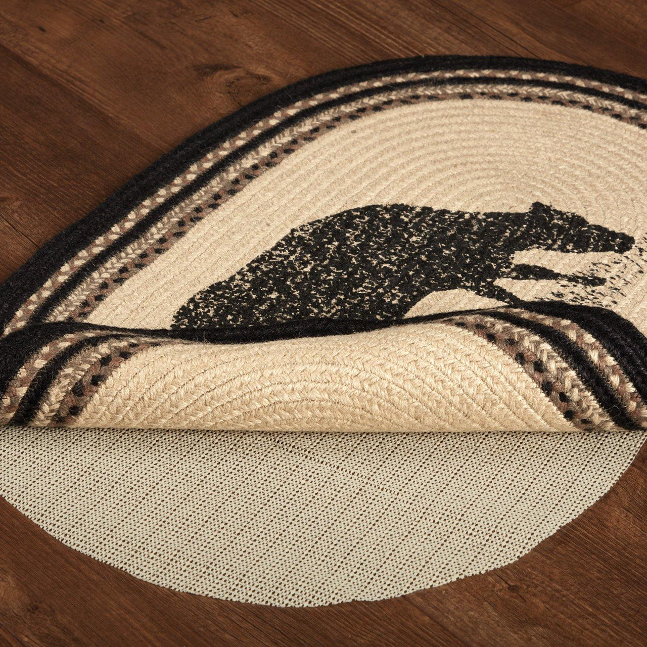 Sawyer Mill Charcoal Cow Jute Braided Rug Oval 20"x30" with Rug Pad VHC Brands - The Fox Decor