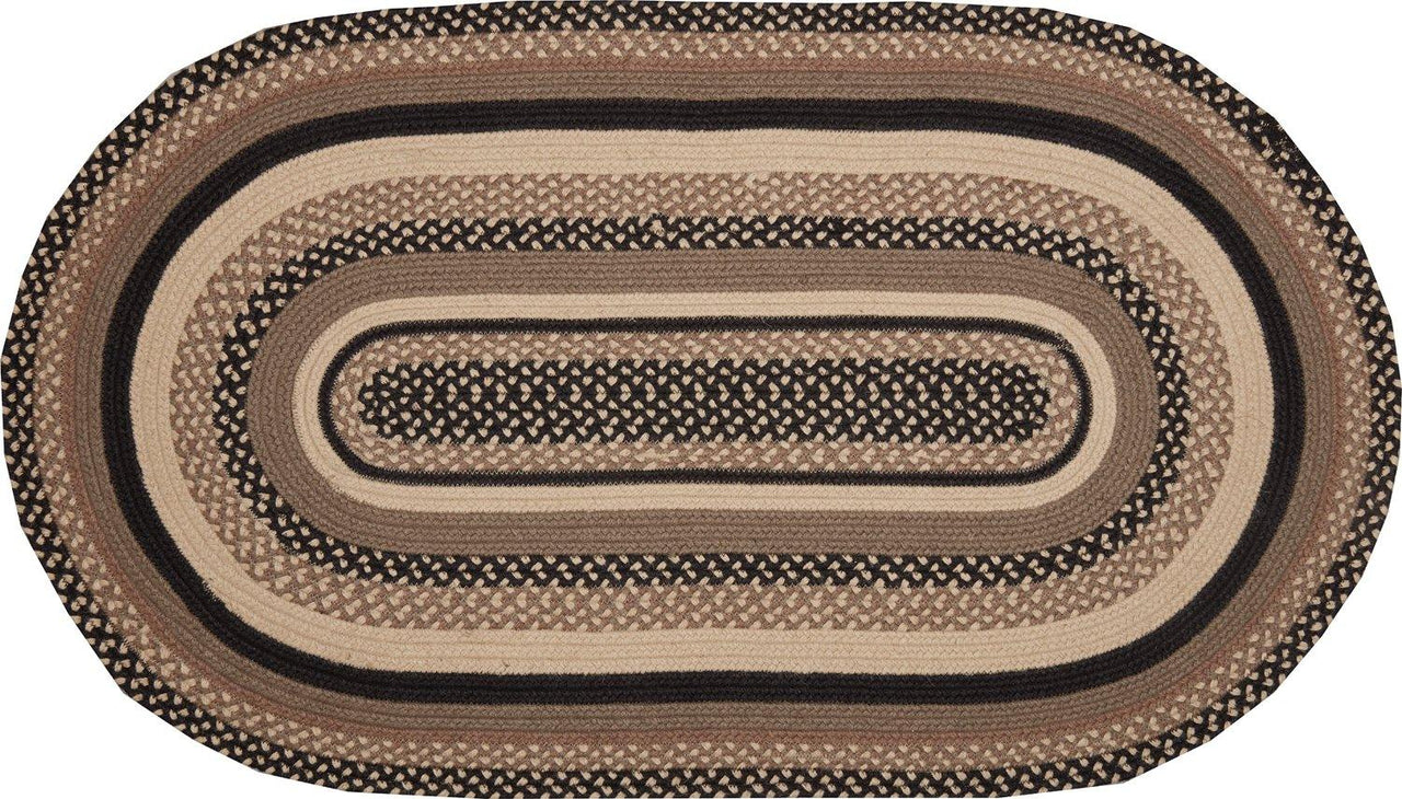 Sawyer Mill Charcoal Jute Braided Rug Oval 27"x48" with Rug Pad VHC Brands - The Fox Decor