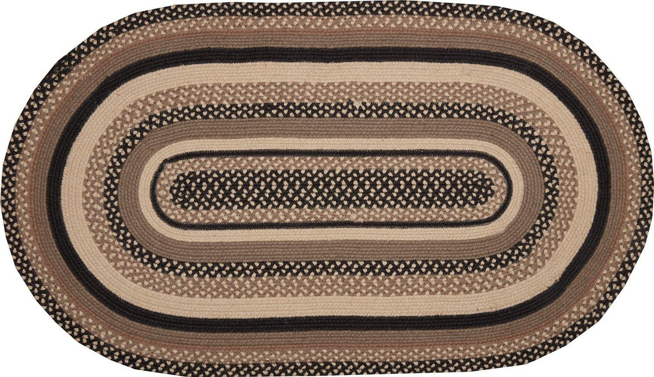 Sawyer Mill Charcoal Jute Braided Rug Oval 27"x48" with Rug Pad VHC Brands - The Fox Decor