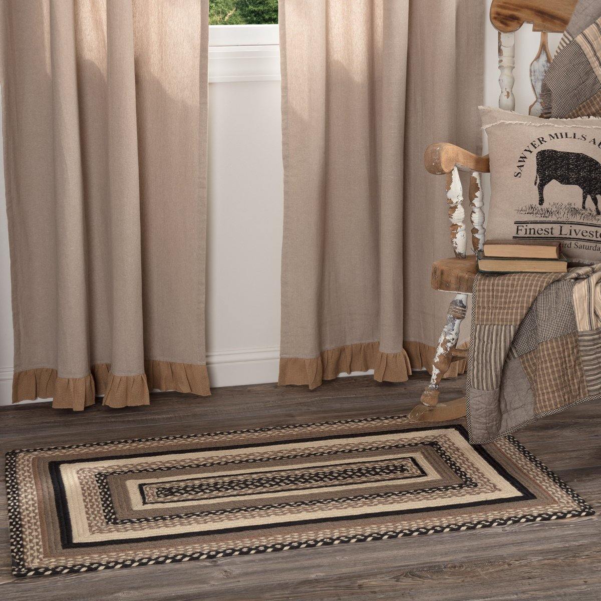 Sawyer Mill Charcoal Jute Braided Rug Rect 27"x48" with Rug Pad VHC Brands - The Fox Decor