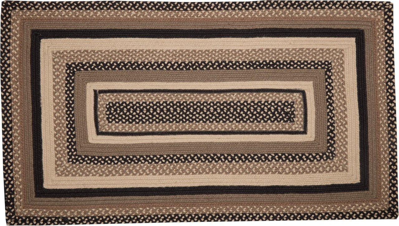 Sawyer Mill Charcoal Jute Braided Rug Rect 27"x48" with Rug Pad VHC Brands - The Fox Decor