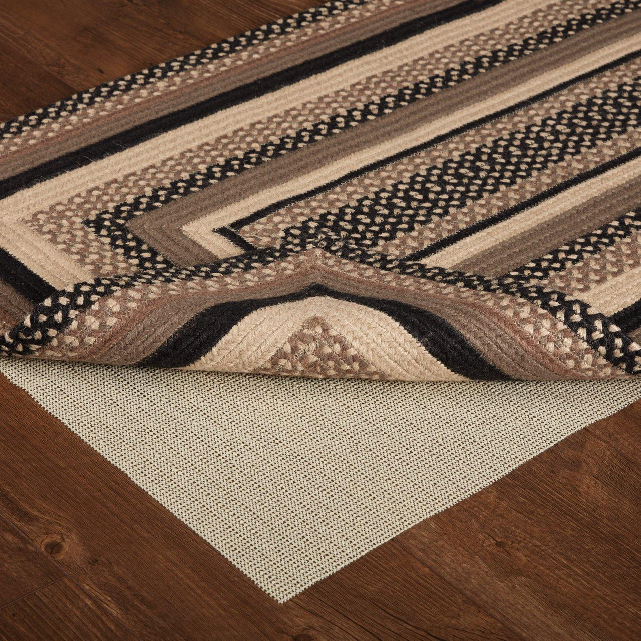 Sawyer Mill Charcoal Jute Braided Rug Rect 27"x48" with Rug Pad VHC Brands - The Fox Decor