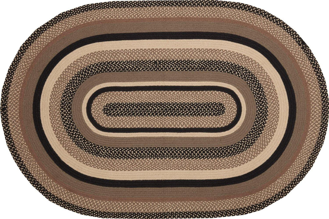 Sawyer Mill Charcoal Jute Braided Rug Oval 4'x6' with Rug Pad VHC Brands - The Fox Decor