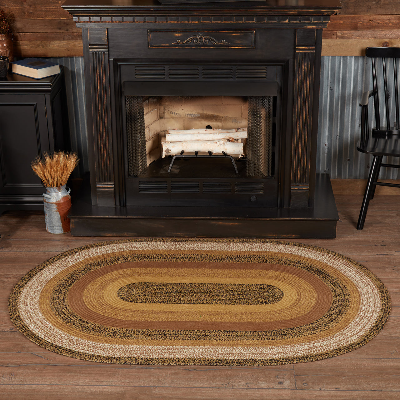 Kettle Grove Jute Braided Rug Oval 4'x6' with Rug Pad VHC Brands