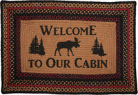 Thumbnail for Cumberland Stenciled Moose Jute Braided Rug Rect Welcome to the Cabin 20