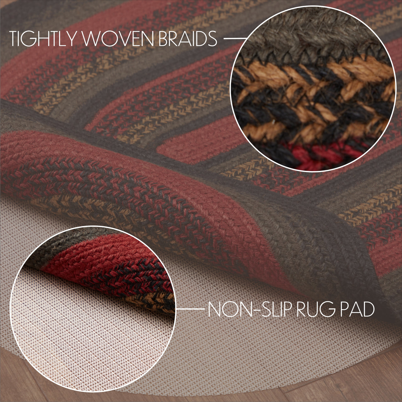 Cumberland Jute Braided Rug Oval 27"x48" with Rug Pad VHC Brands