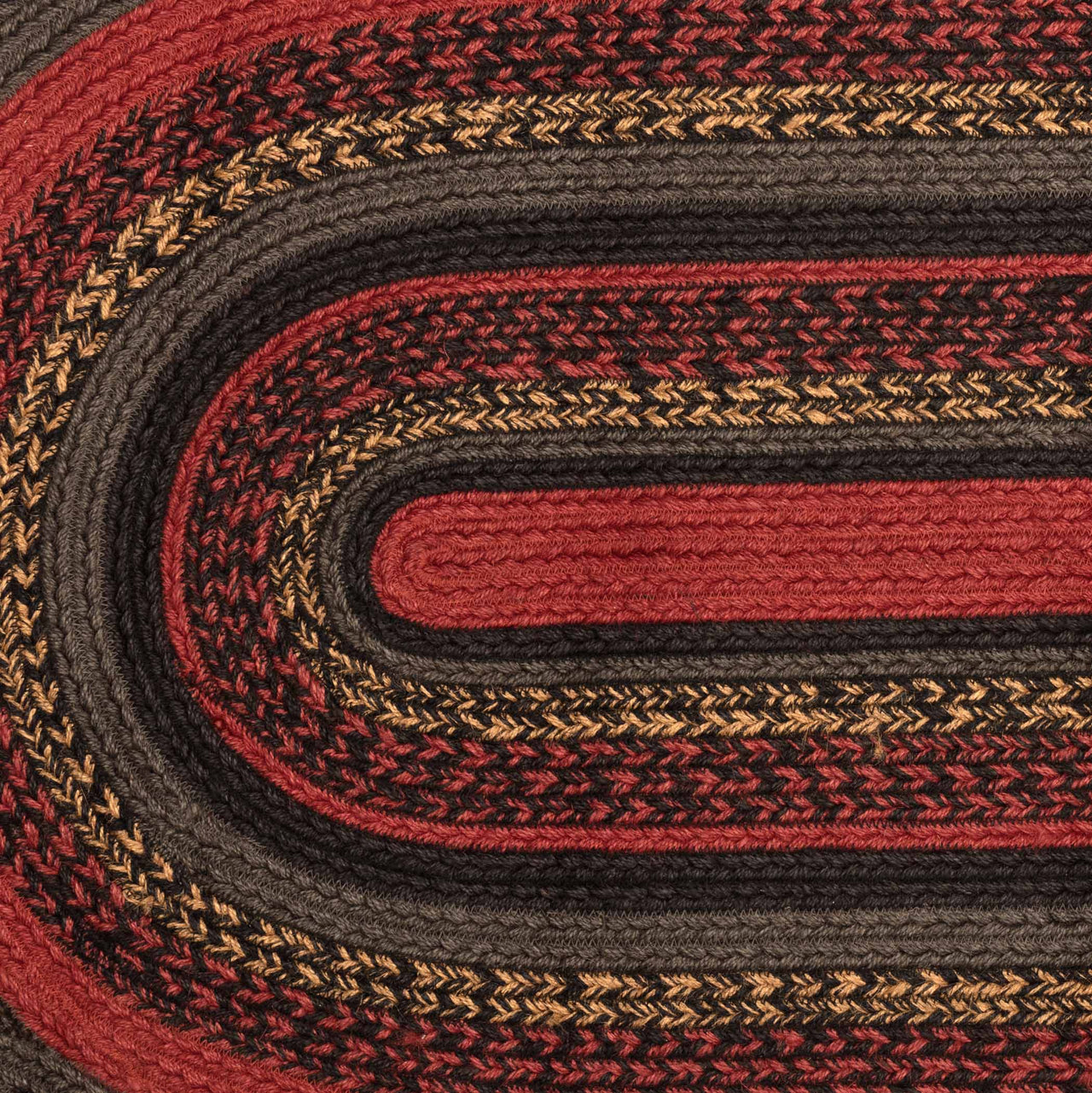 VHC Brands Braided Rug - Black & Tan Jute Rug Oval w/ Pad 36x60