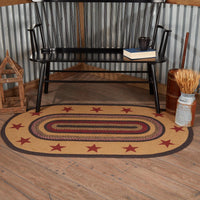 Thumbnail for Landon Jute Braided Rug Oval Stencil Stars 3'x5' with Rug Pad VHC Brands - The Fox Decor