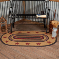 Thumbnail for Landon Jute Braided Rug Oval Stencil Stars 3'x5' with Rug Pad VHC Brands