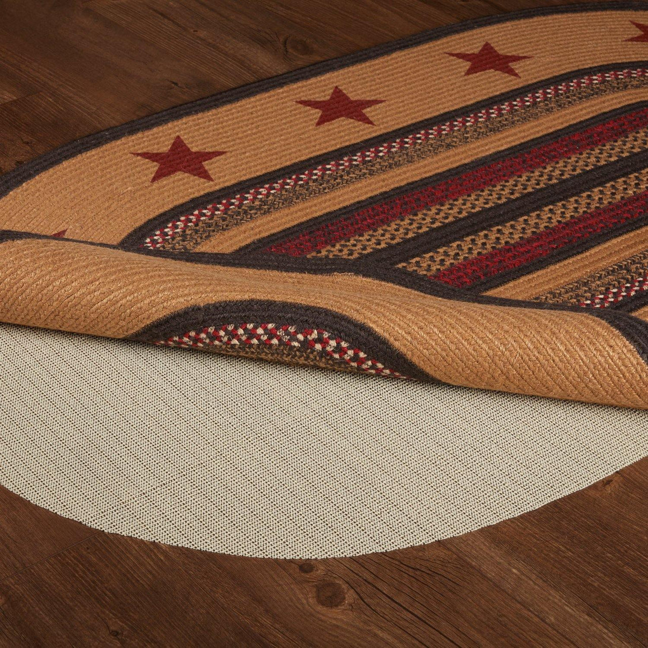 Landon Jute Braided Rug Oval Stencil Stars 3'x5' with Rug Pad VHC Brands - The Fox Decor