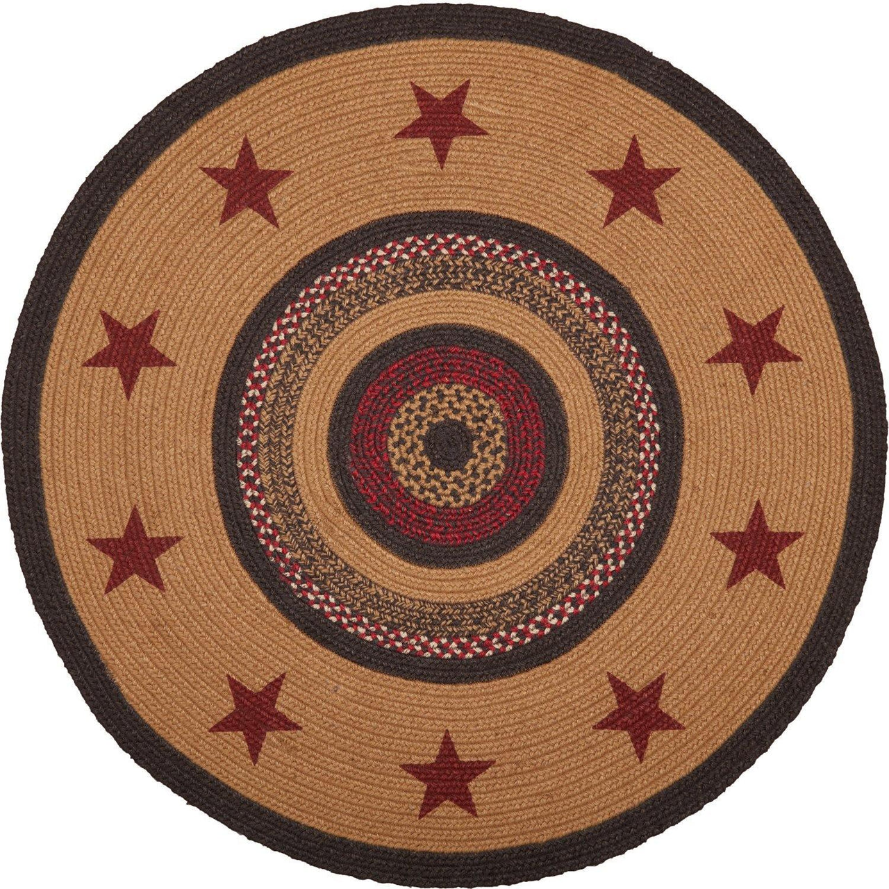 Landon Jute Braided Rug Round 3ft Stencil Stars with Rug Pad VHC Brands - The Fox Decor