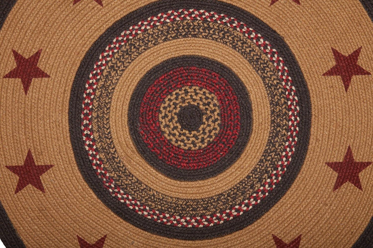 Landon Jute Braided Rug Round 3ft Stencil Stars with Rug Pad VHC Brands - The Fox Decor