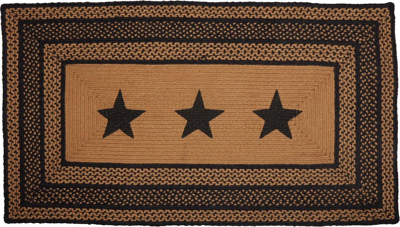 Farmhouse Jute Braided Rug Rect Stencil Stars 27"x48" with Rug Pad VHC Brands - The Fox Decor