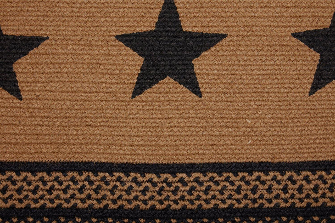 Farmhouse Jute Braided Rug Oval Stencil Stars 27"x48" with Rug Pad VHC Brands - The Fox Decor