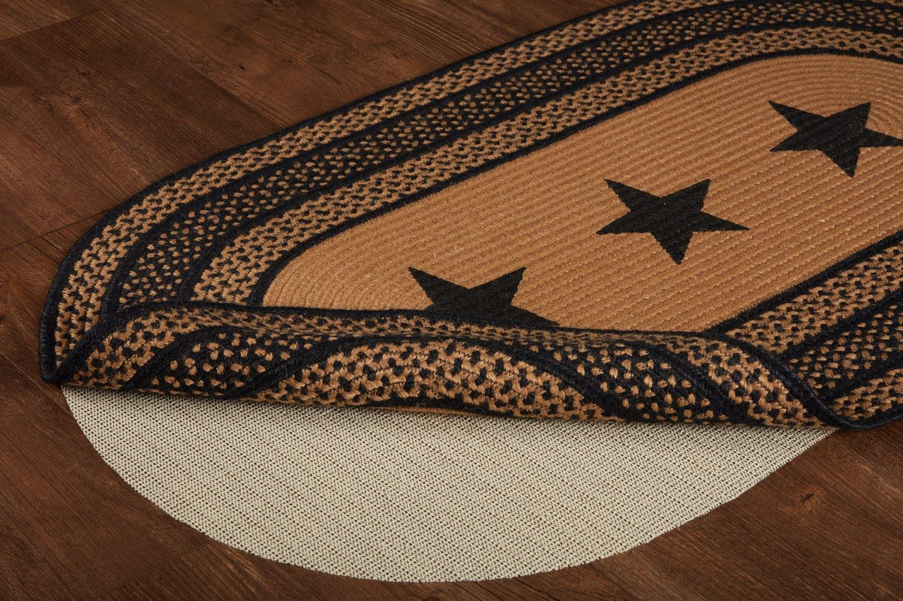 Farmhouse Jute Braided Rug Oval Stencil Stars 27"x48" with Rug Pad VHC Brands - The Fox Decor