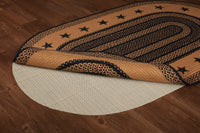 Thumbnail for Farmhouse Jute Braided Rug Oval Stencil Stars Border 3'x5' with Rug Pad VHC Brands - The Fox Decor