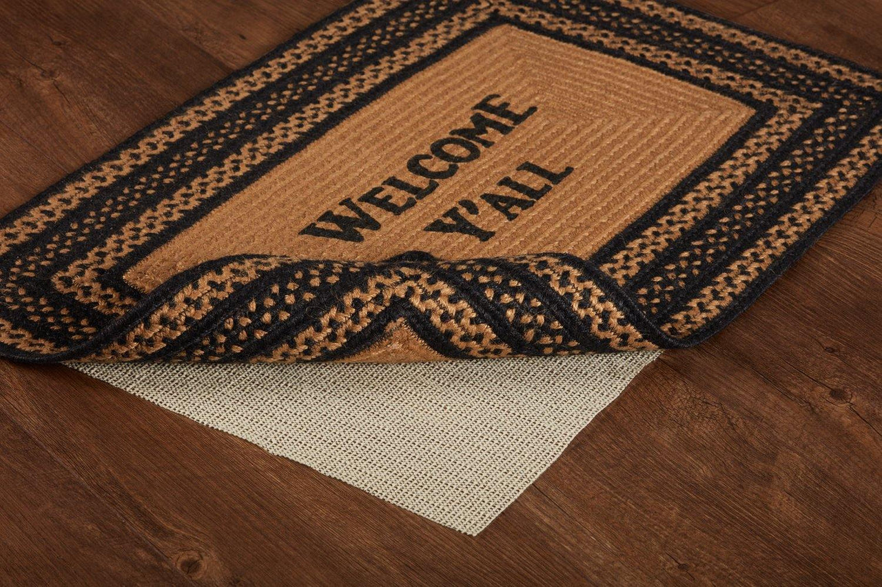 Farmhouse Jute Braided Rug Rect Stencil Welcome Y'all 20"x30" with Rug Pad VHC Brands - The Fox Decor