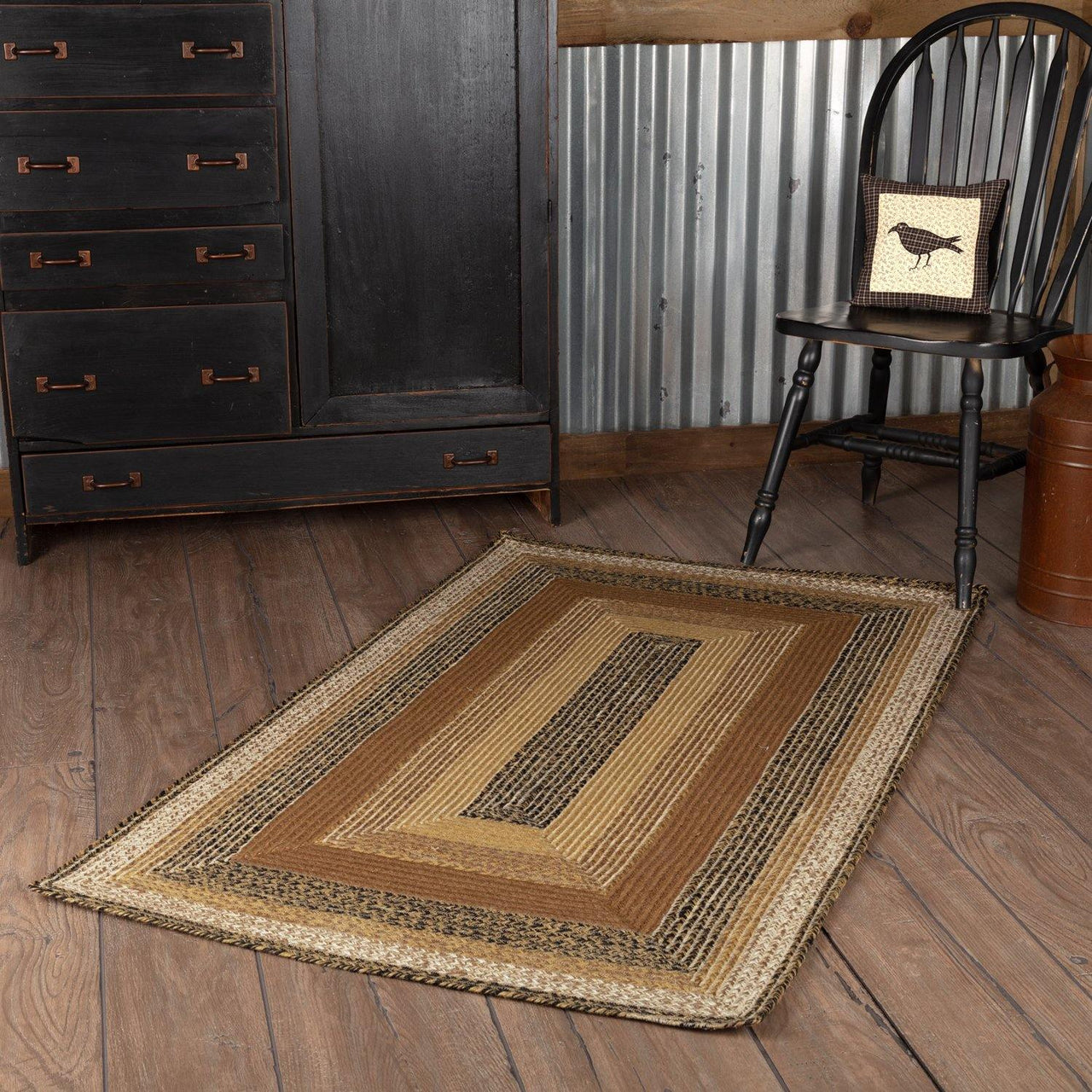 Kettle Grove Jute Braided Rug Rect 20"x30" with Rug Pad VHC Brands - The Fox Decor