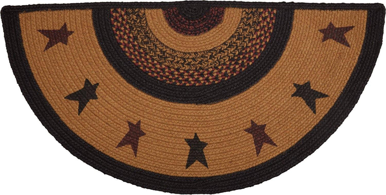 Heritage Farms Star Jute Braided Rug Half Circle 16.5"x33" with Rug Pad VHC Brands - The Fox Decor