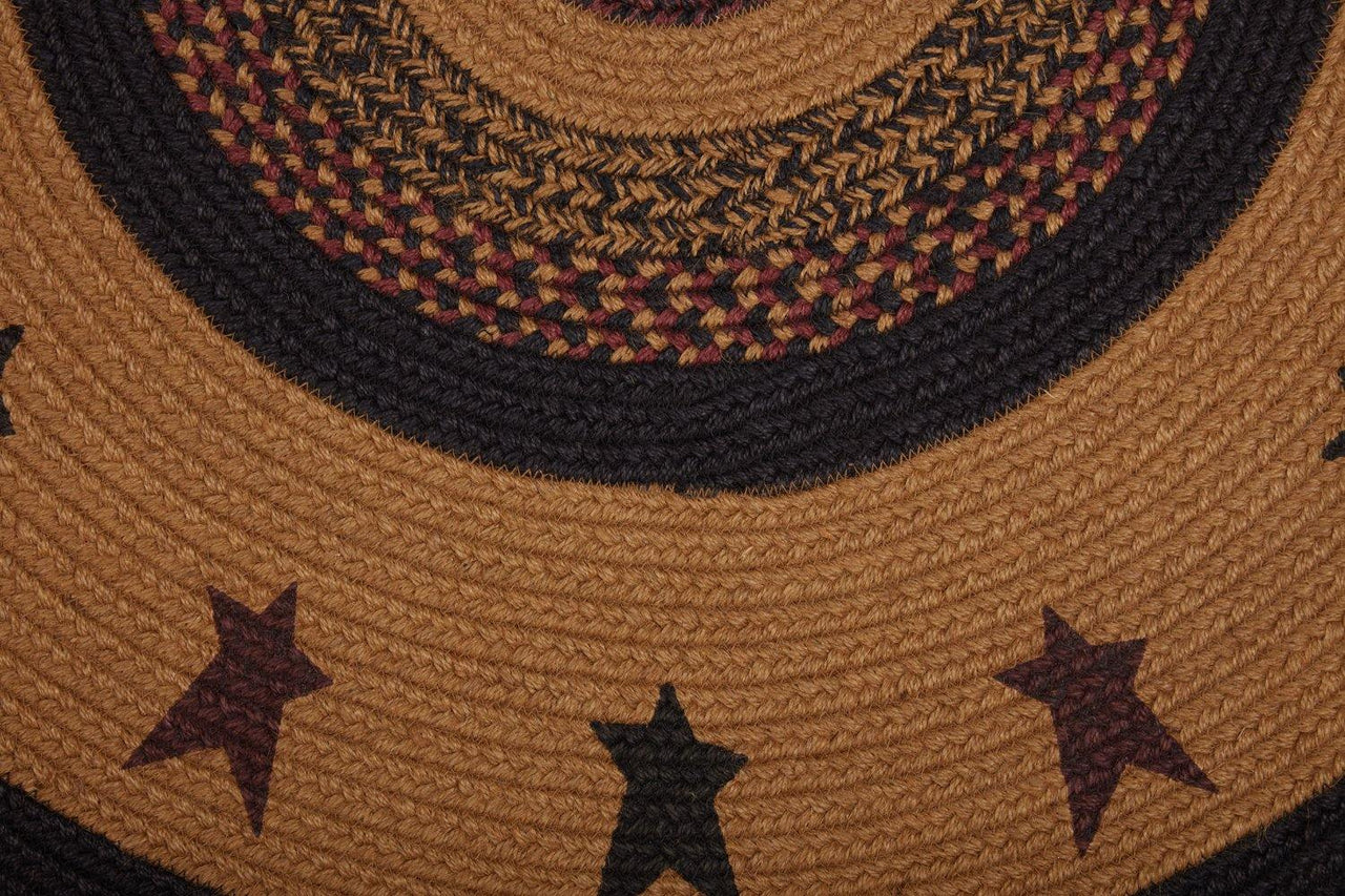 Heritage Farms Star Jute Braided Rug Half Circle 16.5"x33" with Rug Pad VHC Brands - The Fox Decor