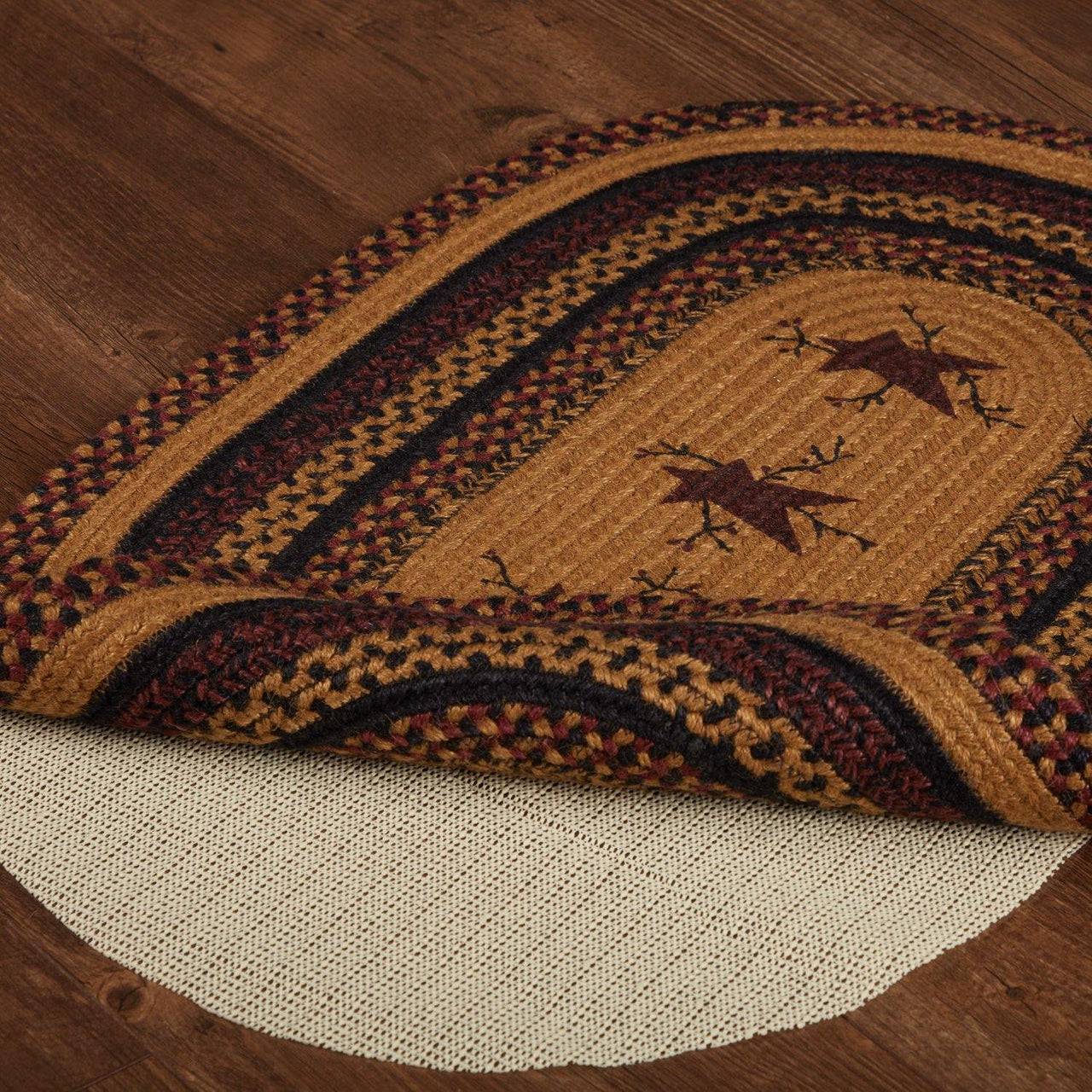 Heritage Farms Star and Pip Jute Braided Rug Oval 20"x30" with Rug Pad VHC Brands - The Fox Decor