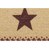 Thumbnail for Burgundy Red Primitive Jute Braided Rug Oval Stencil Stars Welcome 20