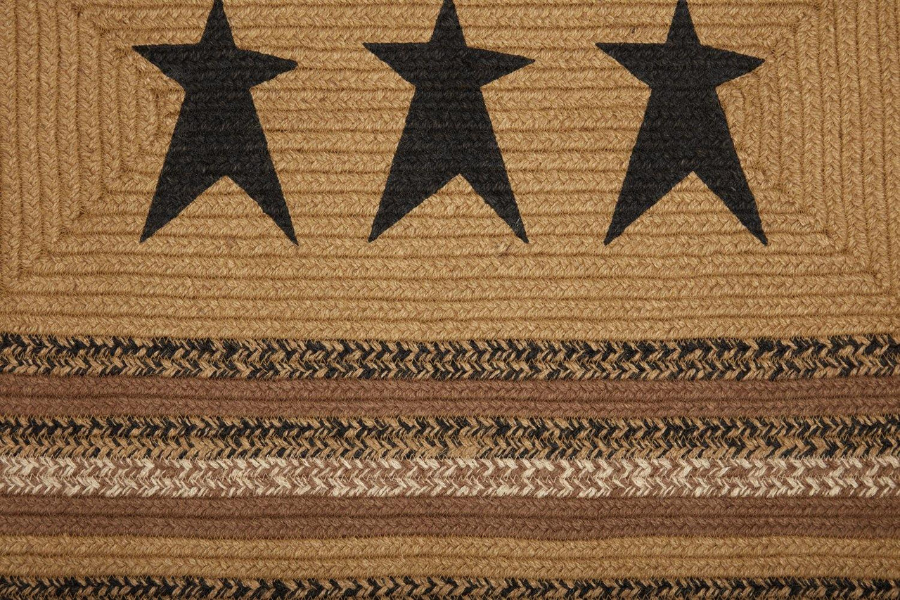 Kettle Grove Jute Braided Rug Rect Stencil Stars 24"x36" with Rug Pad VHC Brands - The Fox Decor
