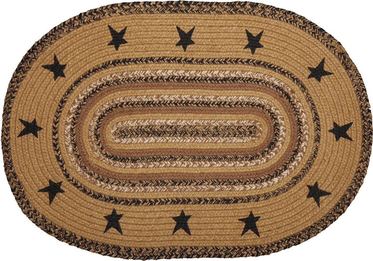 Kettle Grove Jute Braided Rug Oval Stencil Stars Border 20'x30' with Rug Pad VHC Brands - The Fox Decor