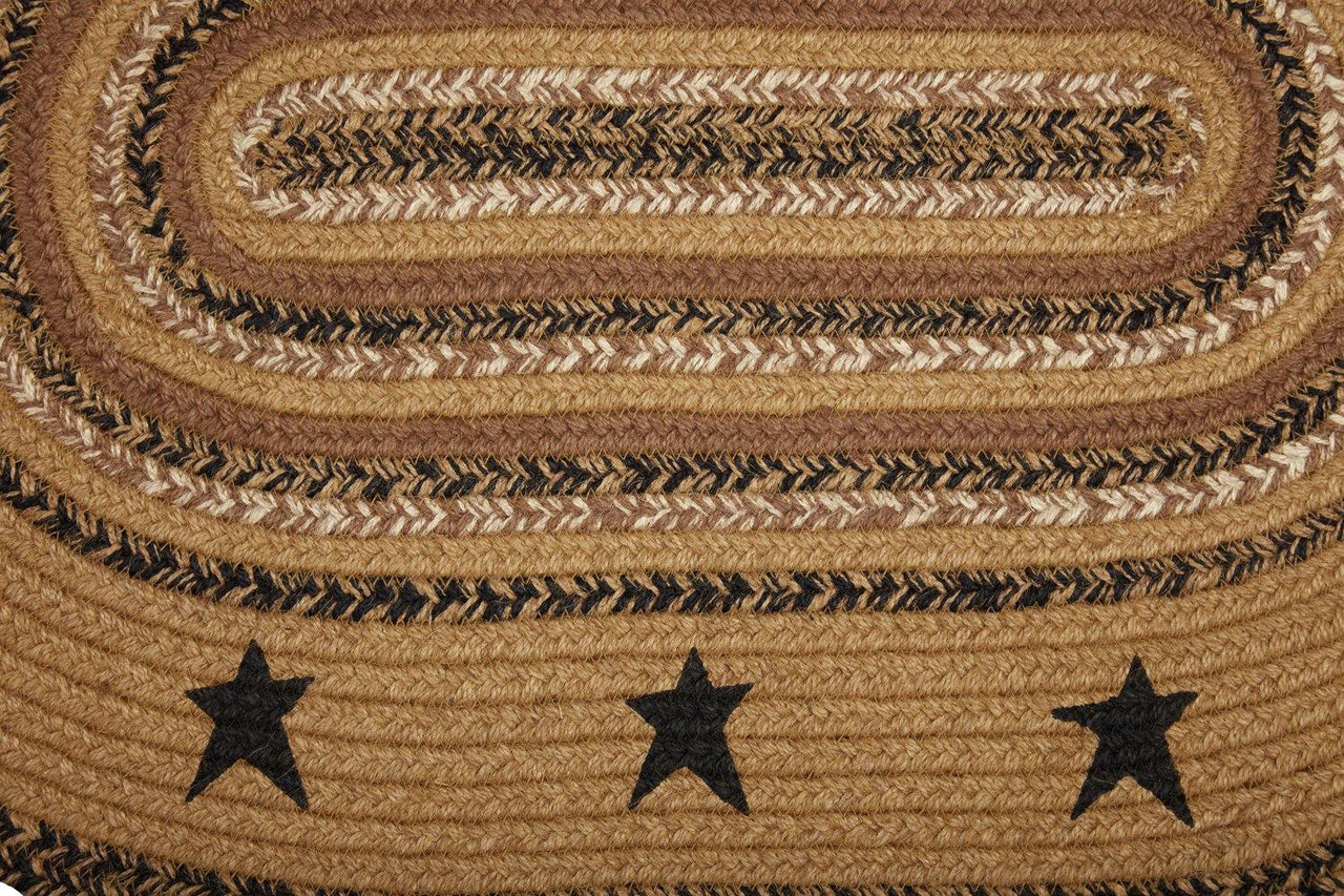 Kettle Grove Jute Braided Rug Oval Stencil Stars Border 20'x30' with Rug Pad VHC Brands - The Fox Decor