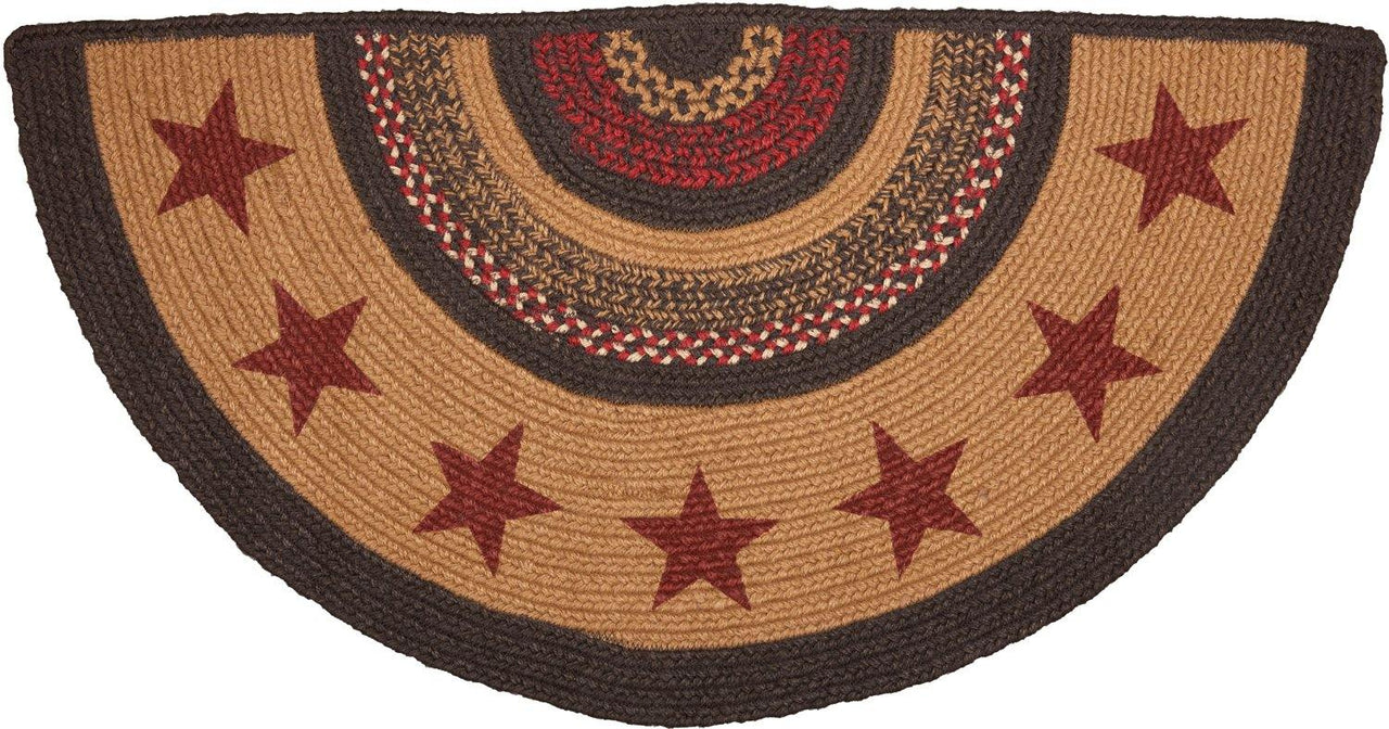 Landon Jute Braided Rug Half Circle Stencil Stars 16.5"x33" with Rug Pad VHC Brands - The Fox Decor