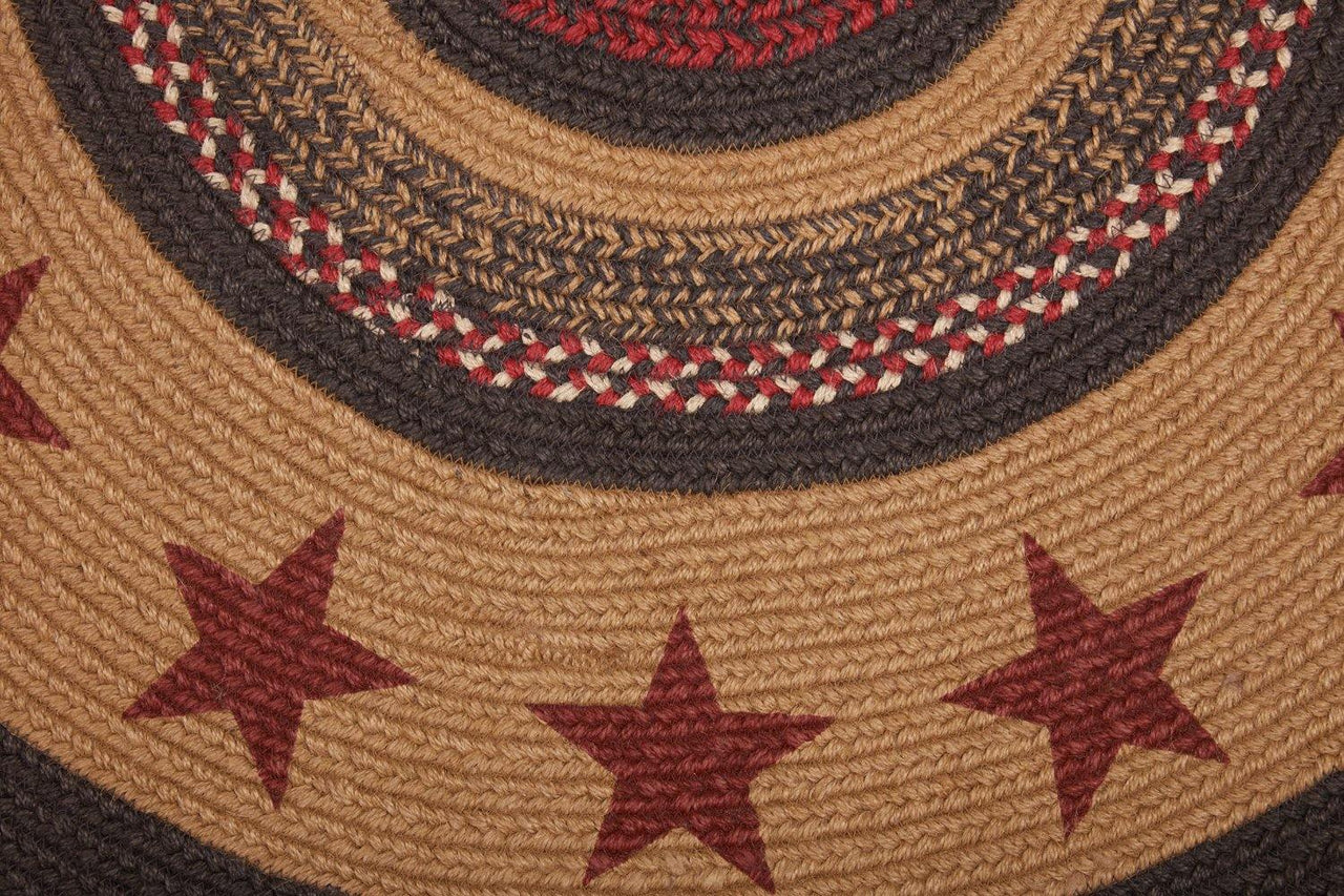 Landon Jute Braided Rug Half Circle Stencil Stars 16.5"x33" with Rug Pad VHC Brands - The Fox Decor