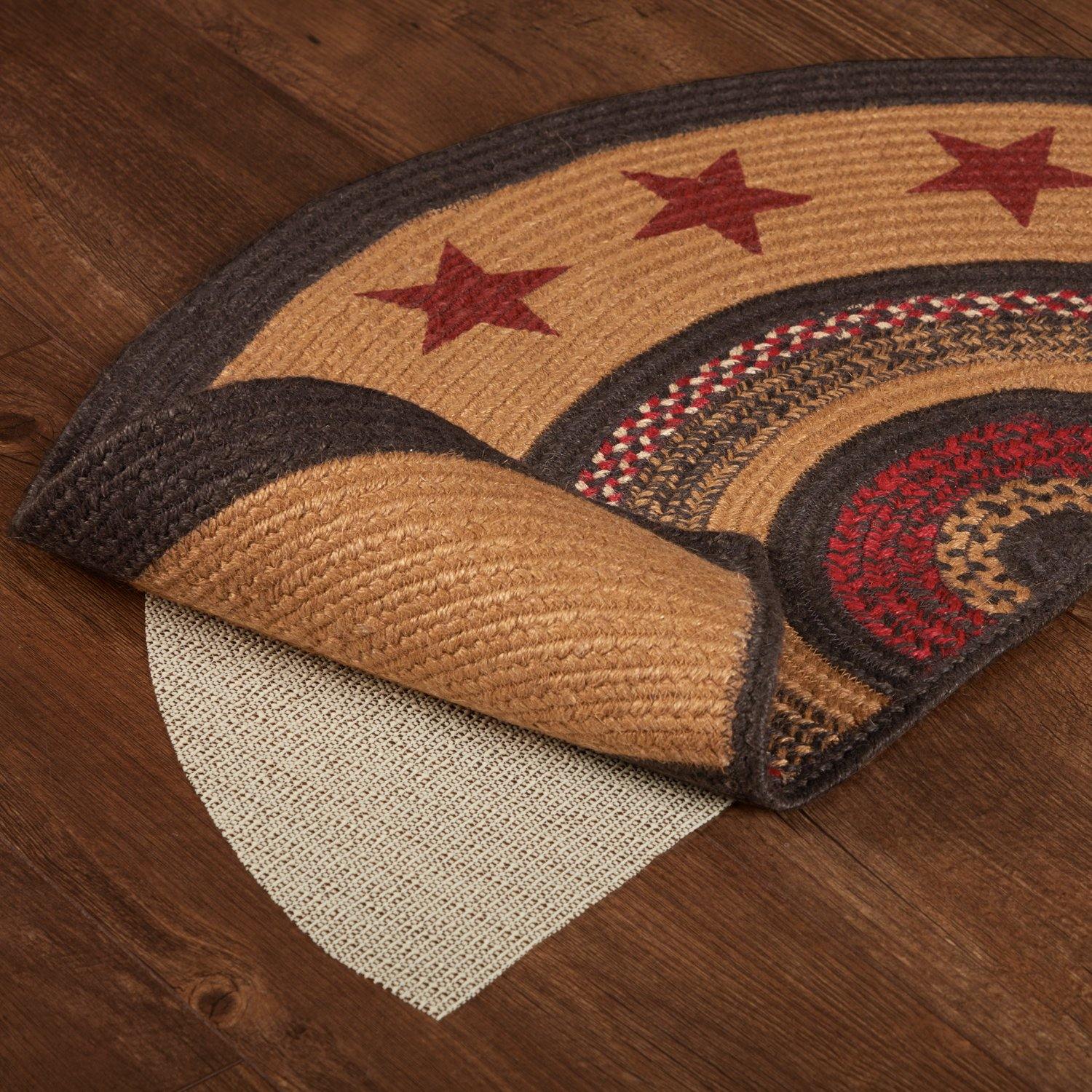 Landon Jute Braided Rug Half Circle Stencil Stars 16.5"x33" with Rug P