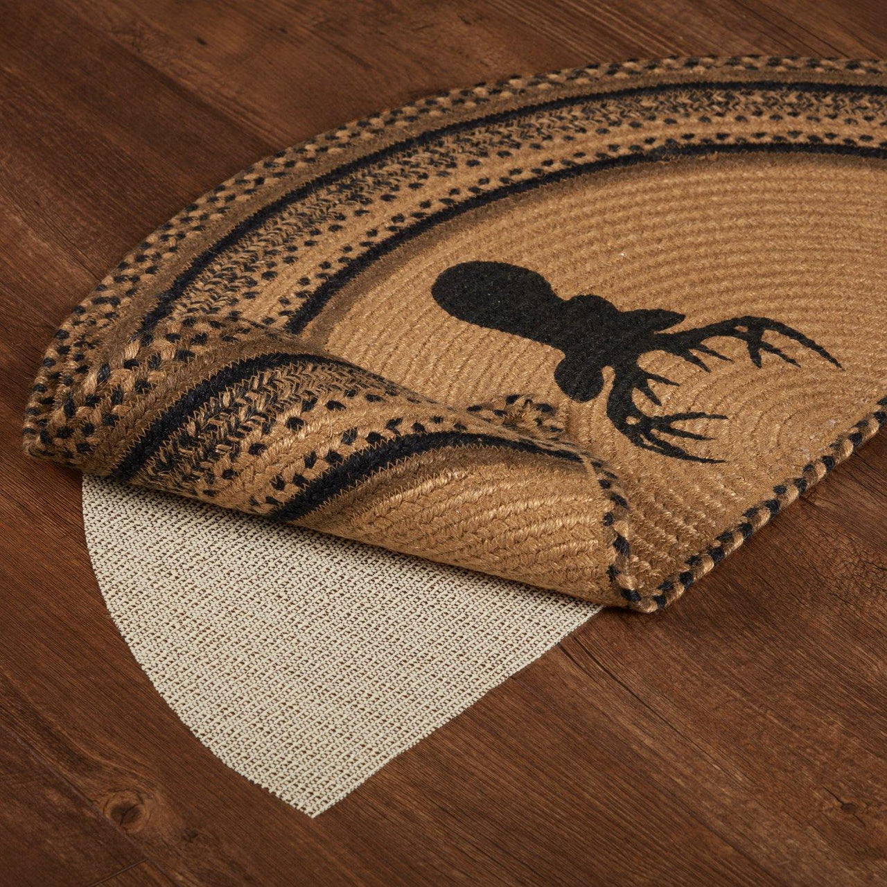 Trophy Mount Jute Braided Rug Half Circle 16.5"x33" with Rug Pad VHC Brands - The Fox Decor
