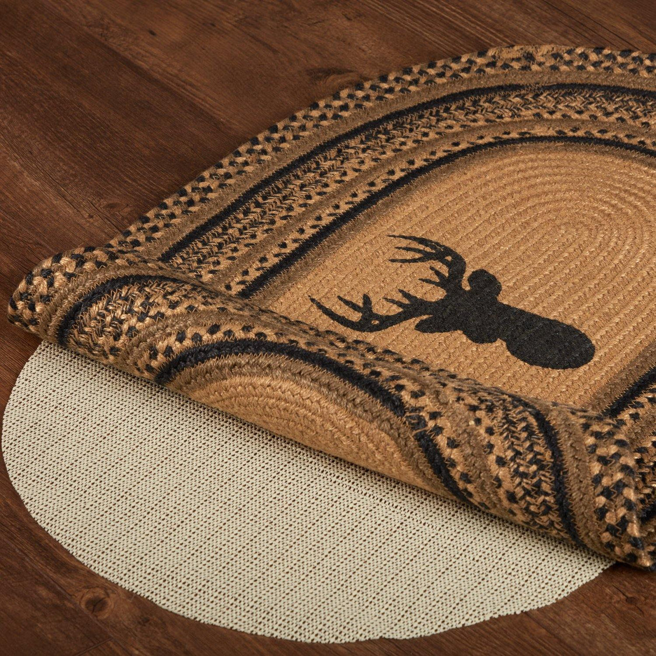 Trophy Mount Jute Braided Rug Oval 20"x30" with Rug Pad VHC Brands - The Fox Decor