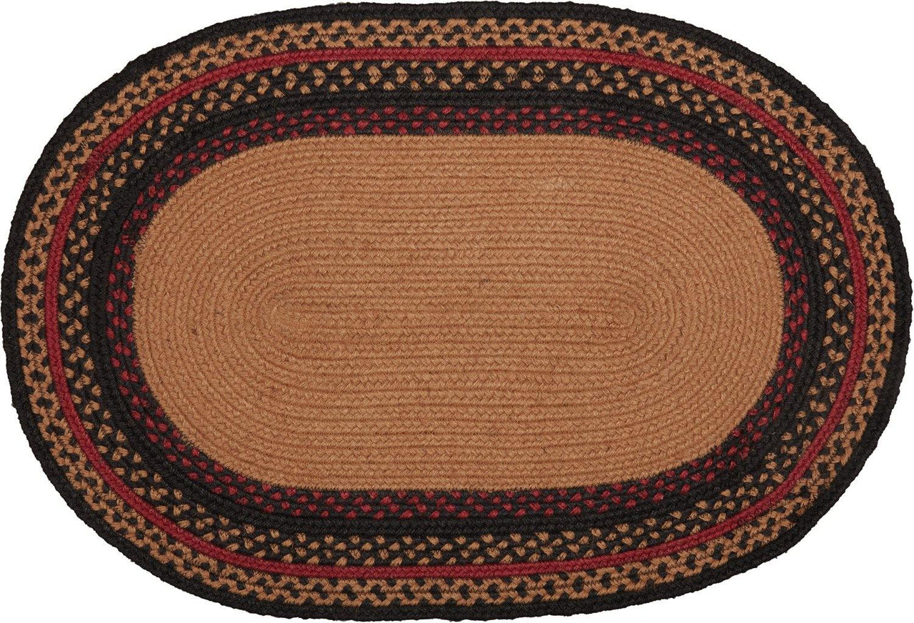 Cumberland Stenciled Moose Jute Braided Rug Oval Welcome to the Cabin 20"x30" with Rug Pad VHC Brands - The Fox Decor