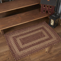 Thumbnail for Burgundy Tan Jute Braided Rug Rect 24