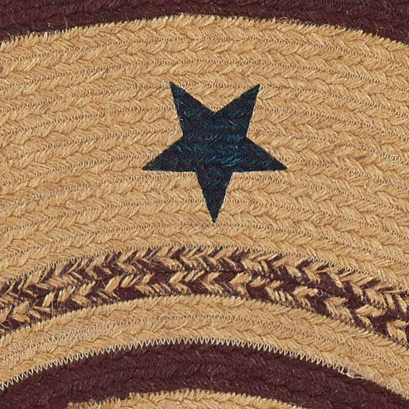 Potomac Jute Braided Rug Half Circle Stencil Stars 16.5"x33" with Rug Pad VHC Brands - The Fox Decor