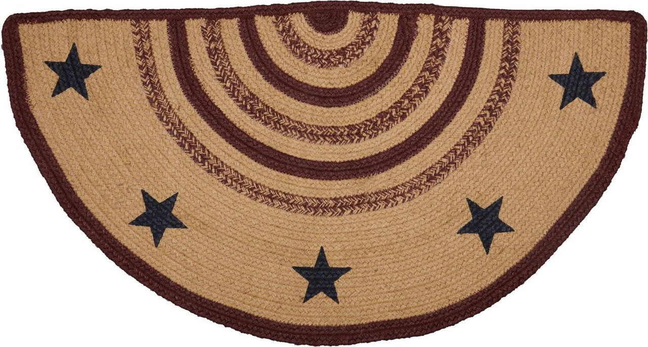 Potomac Jute Braided Rug Half Circle Stencil Stars 16.5"x33" with Rug Pad VHC Brands - The Fox Decor