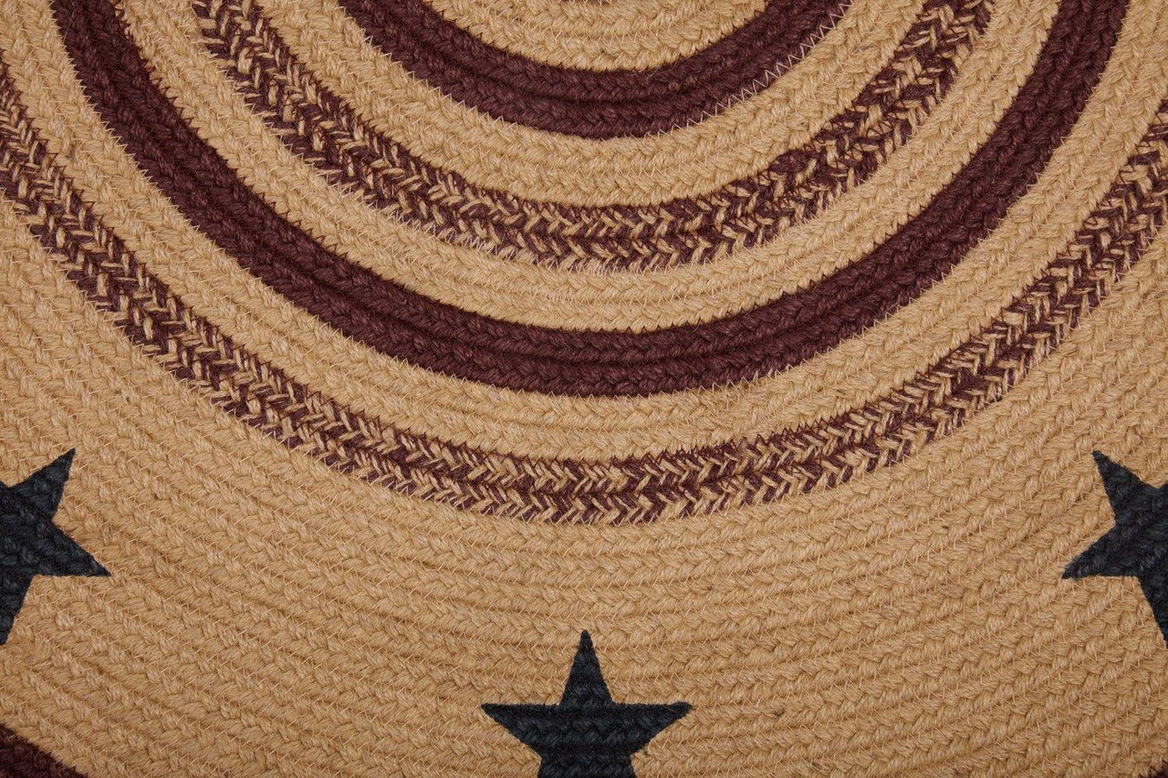 Potomac Jute Braided Rug Half Circle Stencil Stars 16.5"x33" with Rug Pad VHC Brands - The Fox Decor