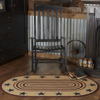 Thumbnail for Potomac Jute Braided Rug Oval Stencil Stars 3'x5' with Rug Pad VHC Brands - The Fox Decor