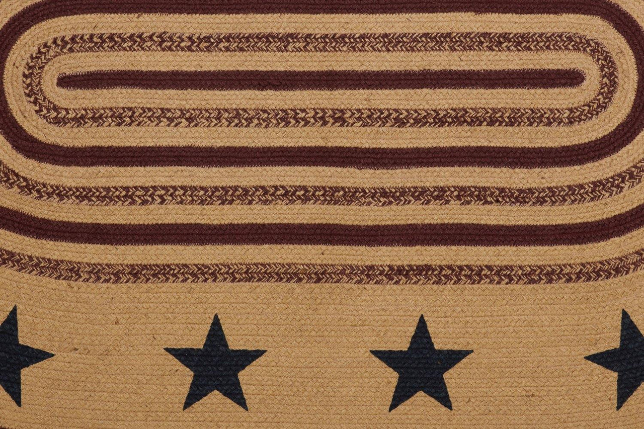 Potomac Jute Braided Rug Oval Stencil Stars 3'x5' with Rug Pad VHC Brands - The Fox Decor