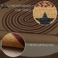 Thumbnail for Potomac Jute Braided Rug Oval Stencil Stars 5'x8' with Rug Pad VHC Brands