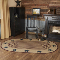 Thumbnail for Potomac Jute Braided Rug Oval Stencil Stars 5'x8' with Rug Pad VHC Brands - The Fox Decor