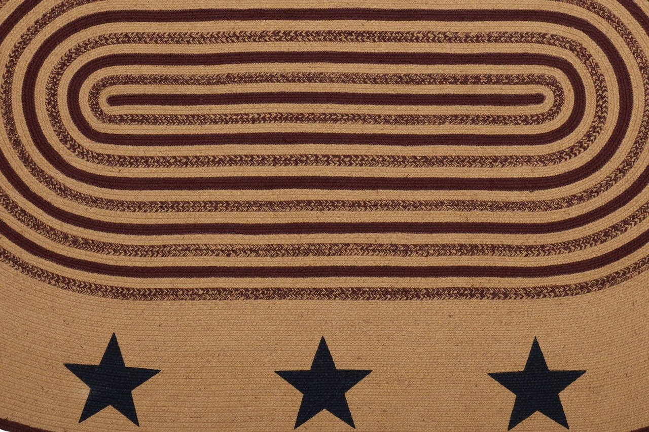 Potomac Jute Braided Rug Oval Stencil Stars 5'x8' with Rug Pad VHC Brands - The Fox Decor