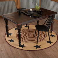 Thumbnail for Potomac Jute Braided Rug Round Stencil Stars 6ft with Rug Pad VHC Brands