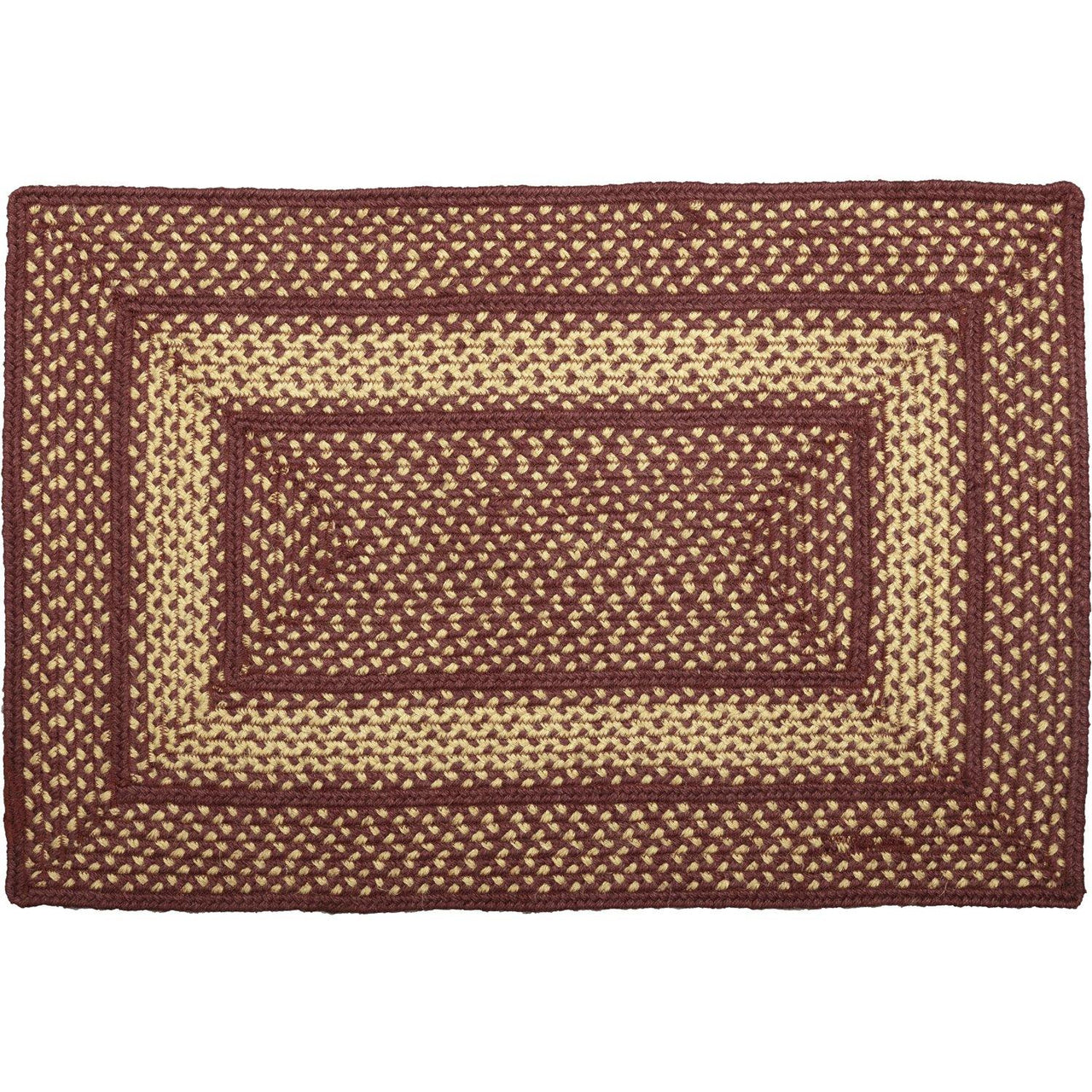 Burgundy Red Primitive Jute Braided Rug Rect 20"x30" with Rug Pad VHC Brands - The Fox Decor