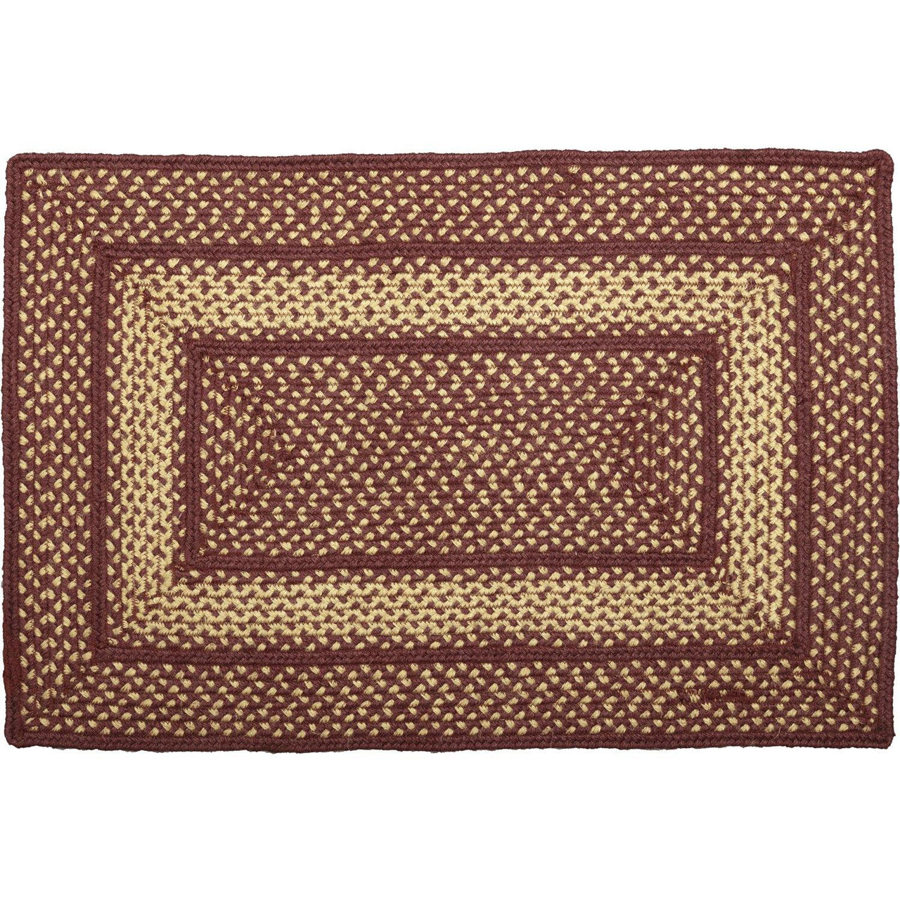 Burgundy Red Primitive Jute Braided Rug Rect 20"x30" with Rug Pad VHC Brands - The Fox Decor