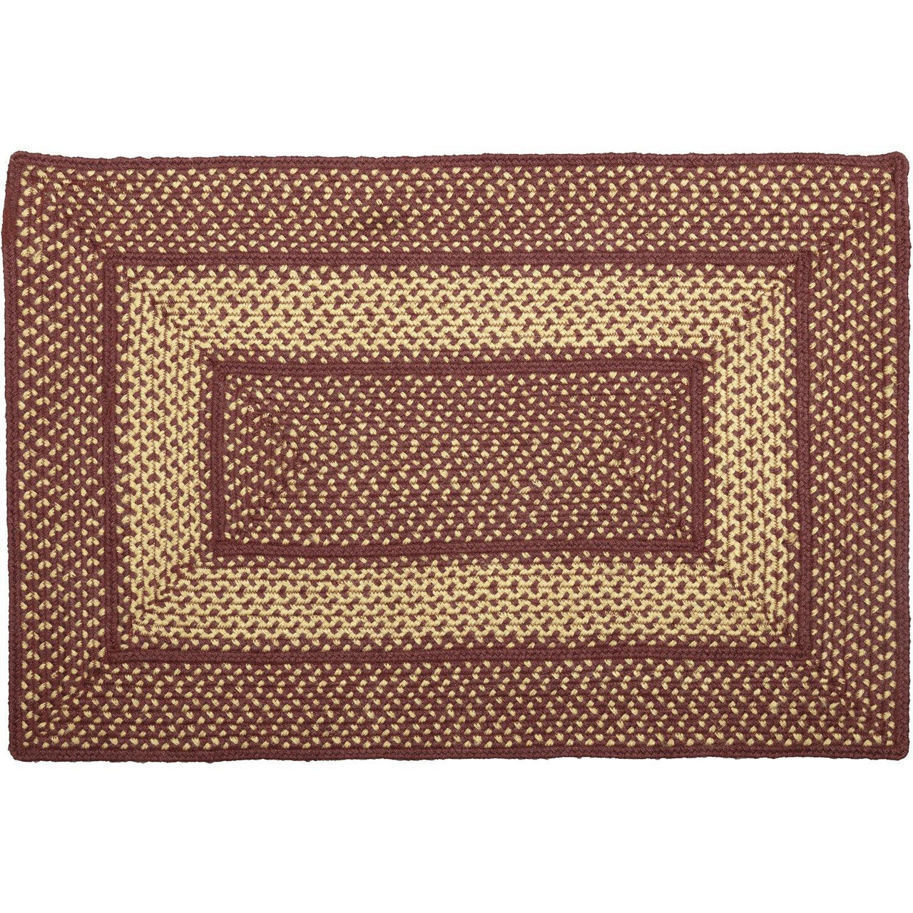 Burgundy Red Primitive Jute Braided Rug Rect 24"x36" with Rug Pad VHC Brands - The Fox Decor