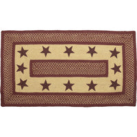 Thumbnail for Burgundy Red Primitive Jute Braided Rug Rect Stencil Stars 27
